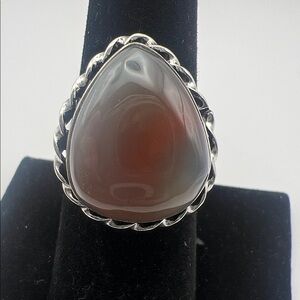 Botswana agate silver overlay ring size 8